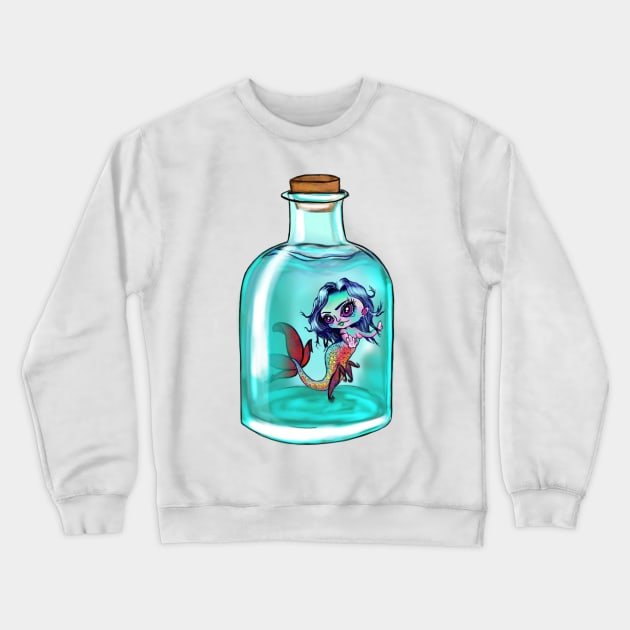 Mermaid in a Bottle Crewneck Sweatshirt by theerraticmind